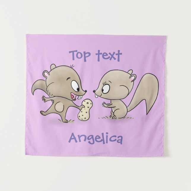 Tapiz Ilustracion personalizado de ardillas graciosas (Anverso (horizontal))