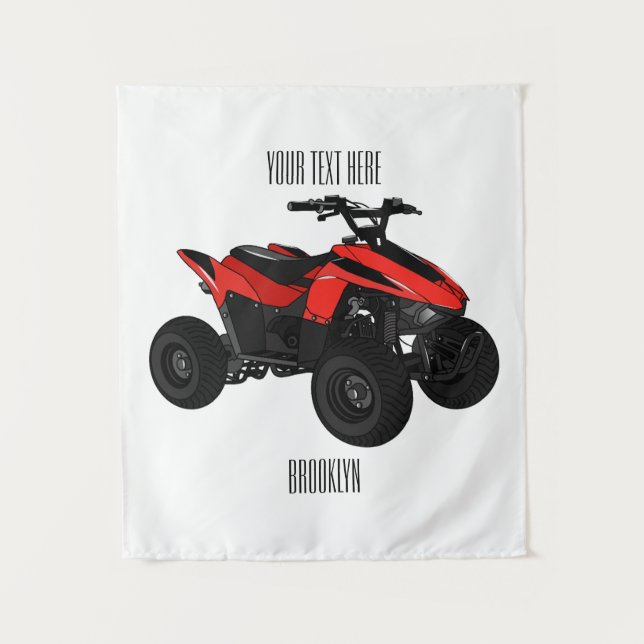 Tapiz Ilustracion personalizado de atv de cuatro bicicle (Anverso)
