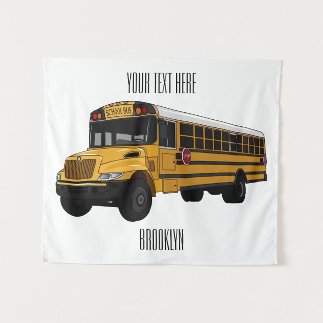 Tapiz Ilustracion personalizado de autobús escolar (Anverso (horizontal))