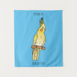 Tapiz Ilustracion personalizado de aves de Cockatiel