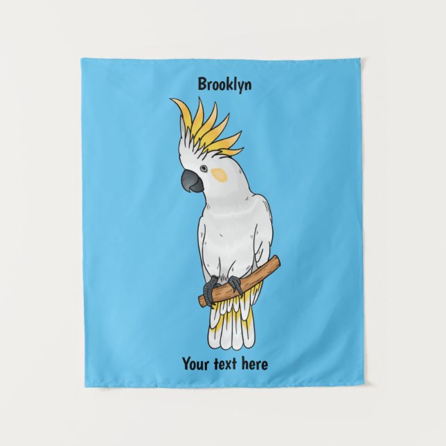 Tapiz Ilustracion personalizado de cacatúa con crema de  (Anverso)