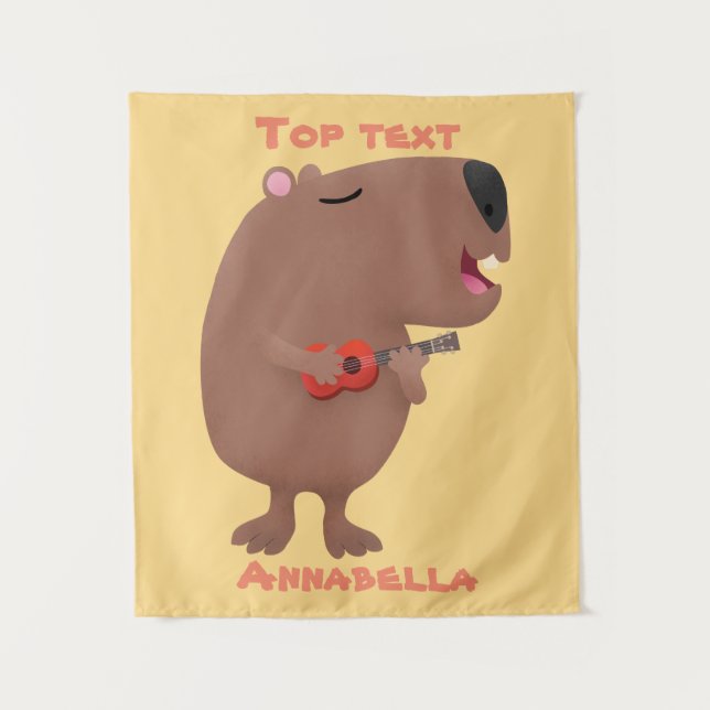 Tapiz Ilustracion personalizado de capybara ukulele cant (Anverso)