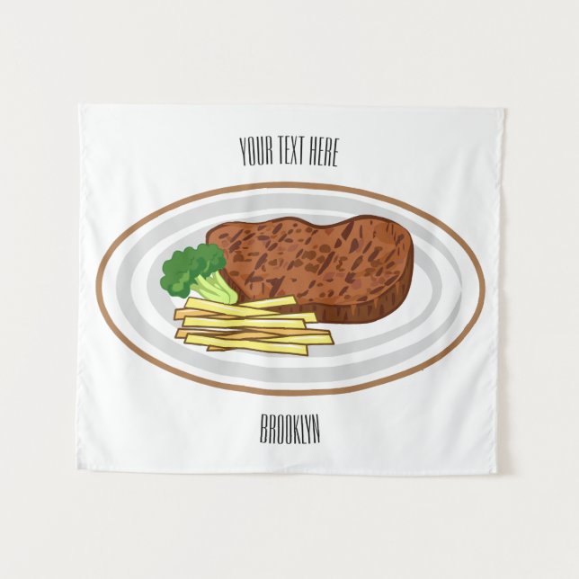 Tapiz Ilustracion personalizado de carne (Anverso (horizontal))