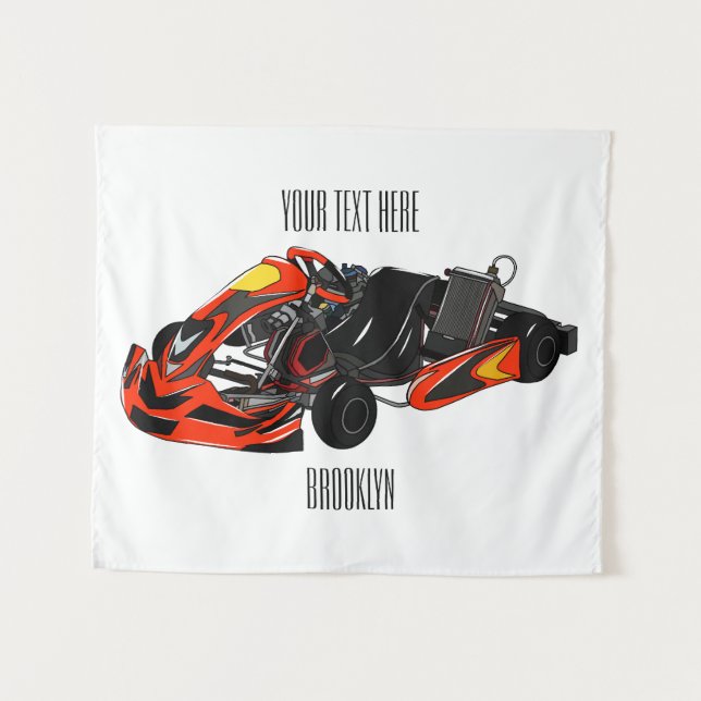 Tapiz Ilustracion personalizado de carreras de Kart (Anverso (horizontal))