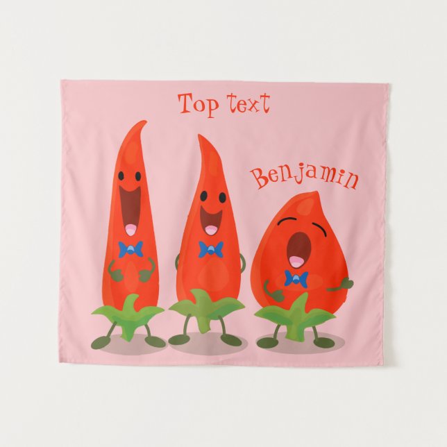 Tapiz Ilustracion personalizado de chiles cantantes (Anverso (horizontal))