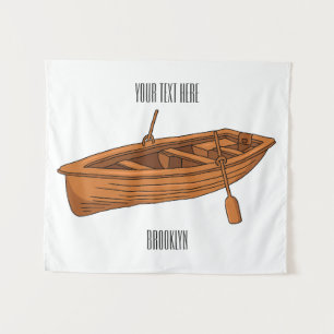 Tapiz Ilustracion personalizado de lancha dorada