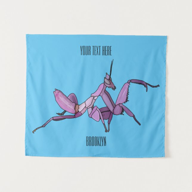 Tapiz Ilustracion personalizado de mantis orquídea (Anverso (horizontal))
