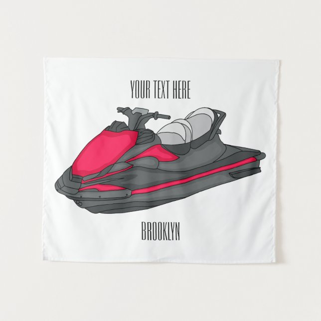 Tapiz Ilustracion personalizado de moto acuática (Anverso (horizontal))