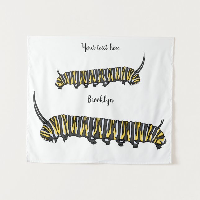 Tapiz Ilustracion personalizado de oruga monarca (Anverso (horizontal))