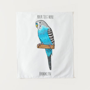 Tapiz Ilustracion personalizado de pájaro budgerigar azu