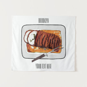 Tapiz Ilustracion personalizado de pavo asado