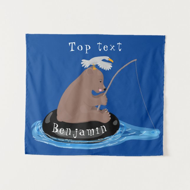 Tapiz Ilustracion personalizado de pesca de cachorro de  (Anverso (horizontal))