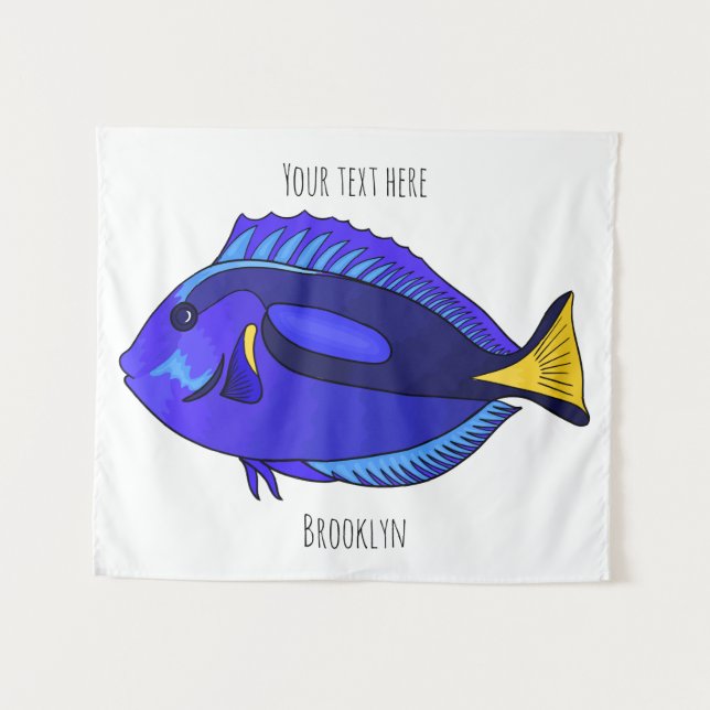 Tapiz Ilustracion personalizado de pescado tang azul (Anverso (horizontal))