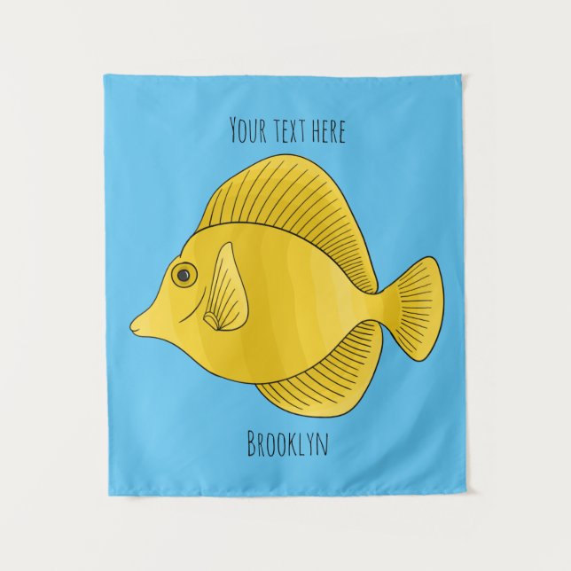 Tapiz Ilustracion personalizado de pescado tango amarill (Anverso)