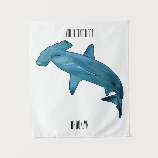 Tapiz Ilustracion personalizado de tiburón martillo (Anverso)