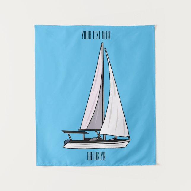 Tapiz Ilustracion personalizado de velero (Anverso)