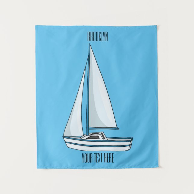 Tapiz Ilustracion personalizado de velero (Anverso)