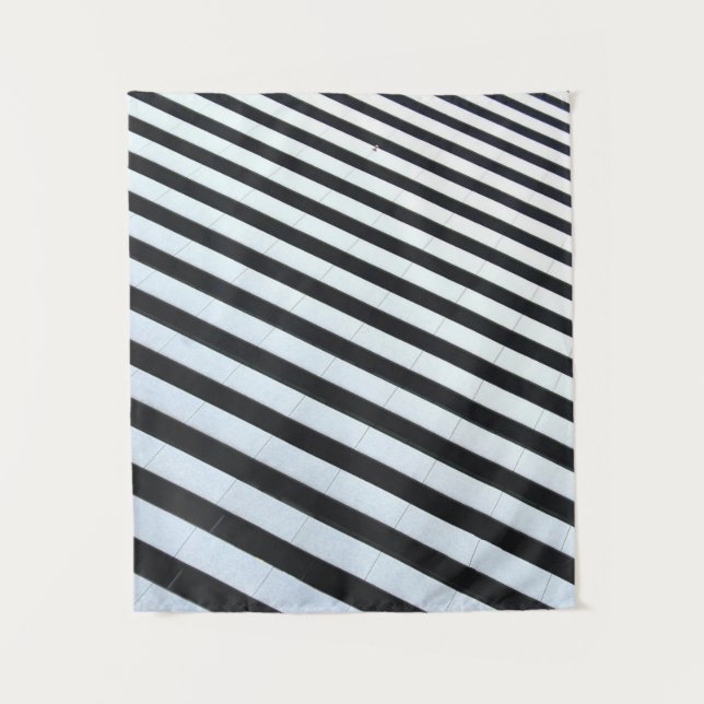 Tapiz Ilustracion rayado blanco y negro (Anverso)