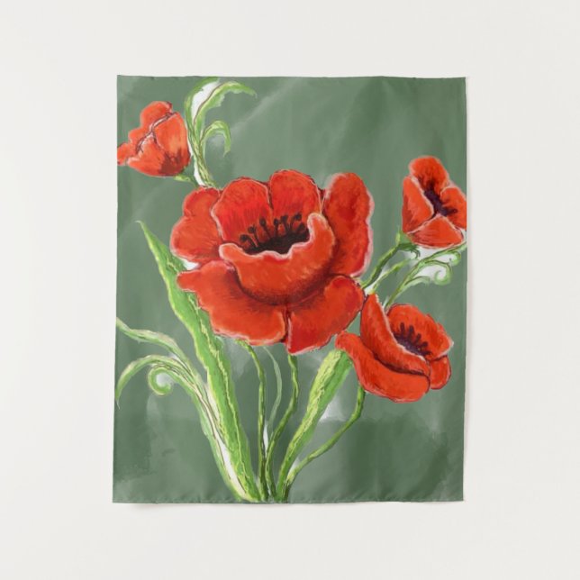 Tapiz Ilustracion Red Poppies (Anverso)
