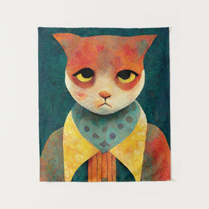 Tapiz Ilustracion Retrato De Un Gato Triste De Ginger