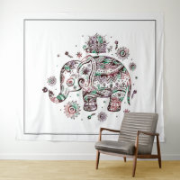 Ilustracion tribal de elefante floral