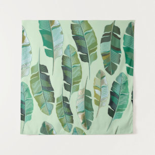 Tapiz Ilustracion tropical de plantas bananeras de moda