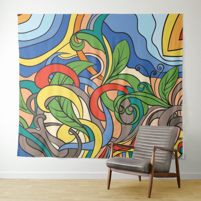 Tapiz Ilustracion vectorial de playa floral de abtrajes  (In situ (horizontal))