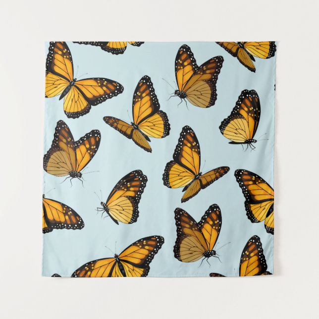 Tapiz Ilustracion Vintage de las mariposas monarcas colo (Anverso)