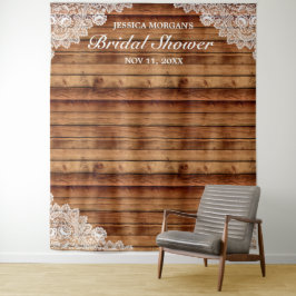 Tapiz Imagen de Ducha de Novia de Madera Rústica y Encaj