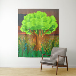 Tapiz Imagen de una obra de arte de árbol evergreen - Ár