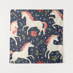 Tapiz Imagen de Unicornio de la Edad Media en un floral 