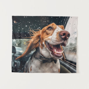Tapiz Impresión artística de perro emocionado en un pase