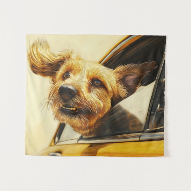 Tapiz Impresión artística de perro juguetón disfrutando  (Anverso (horizontal))
