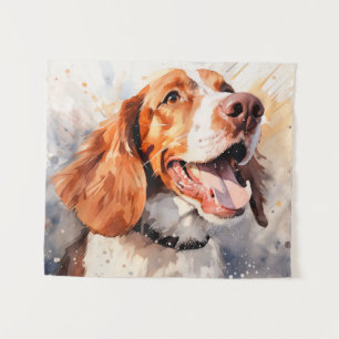 Tapiz Impresión de arte de perro con acuarela feliz