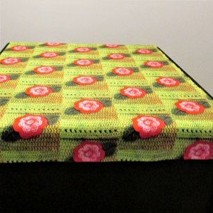 Tapiz Impresión de crochet de artista floral verde dorad