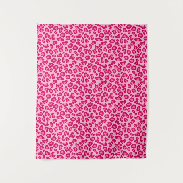 Tapiz Impresión de leopardo en rosa pastel, rosa calient (Anverso)