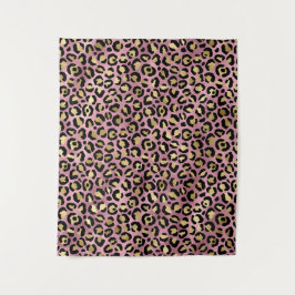 Tapiz Impresión de leopardo rosa y dorado