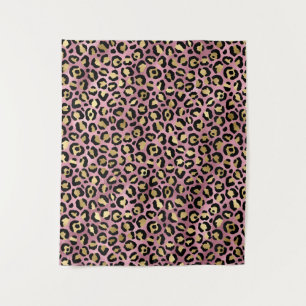 Tapiz Impresión de leopardo rosa y dorado
