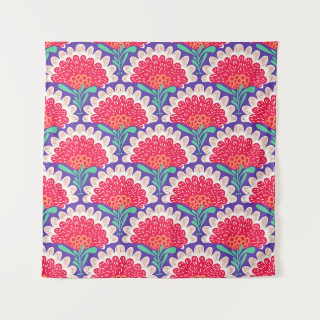 Tapiz Impresión de Moda Boho Floral Vintage. (Anverso)