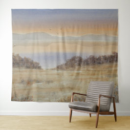 Tapiz Impresión del paisaje acuático de Dusk Lake Rubor