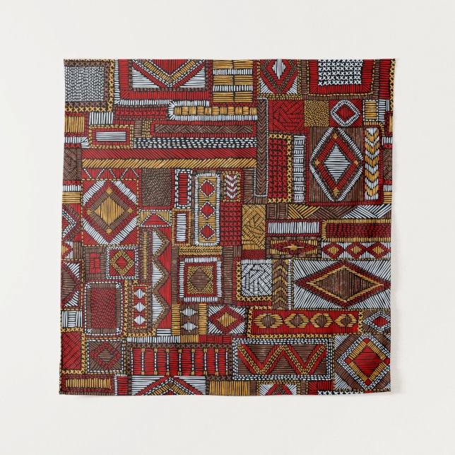 Tapiz Impresión étnica bordada estilo de mosaico (Anverso)