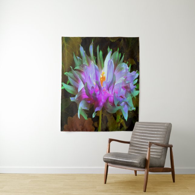 Tapiz Impresionante Magenta y Cactus Verde Lime Dahlia (In situ)