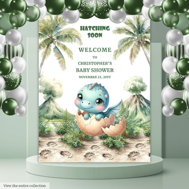 Tapiz Incendio pronto en Baby Shower Banner Dinosaurio A (Hatching Soon Baby Shower Banner Blue Dinosaur)