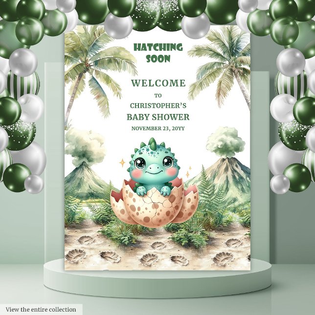 Tapiz Incendio pronto en Baby Shower Banner Dinosaurio A (Hatching Soon Baby Shower Banner Blue Dinosaur)
