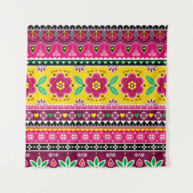 Tapiz Indian or Pakistani truck art inspired seamless fo (Anverso)