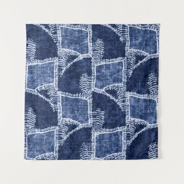 Tapiz Indigo-Dyed Effect Textured Checked Patchwork Grap (Anverso)