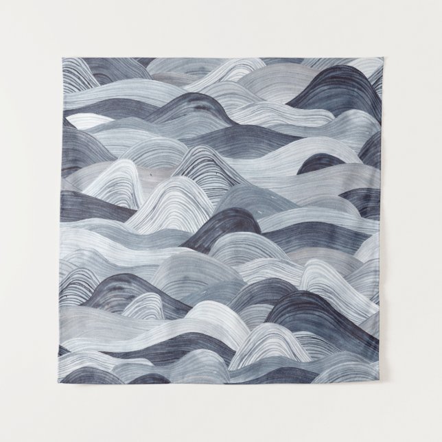 Tapiz Indigo Watercolor Wave Seamless (Anverso)