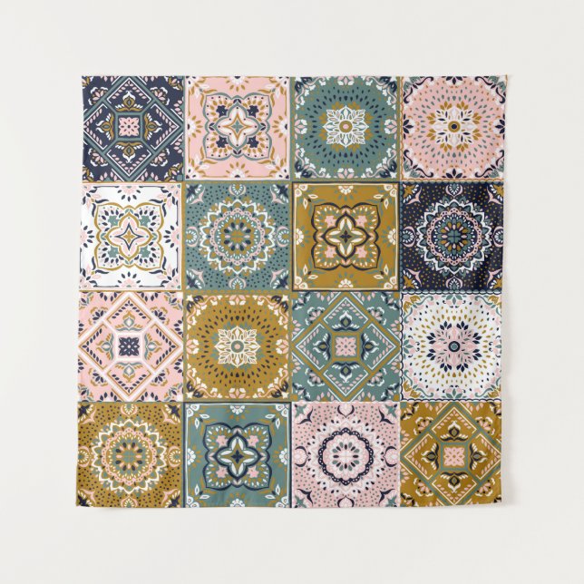 Tapiz Indio de Talavera: Patchwork, mosaico étnico. (Anverso)