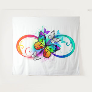 Tapiz Infinidad brillante con la mariposa arcoiris