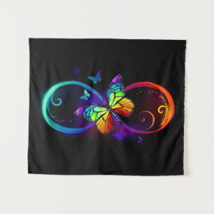 Tapiz Infinidad vibrante con mariposa arco iris sobre ne